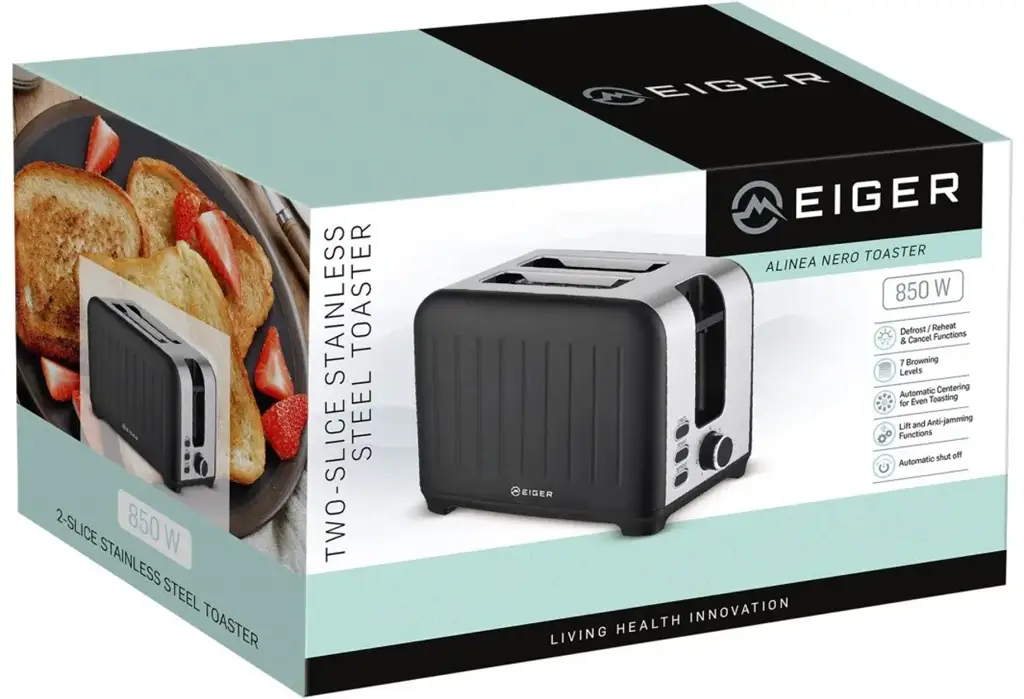 Eiger Alinea Nero Series 2-Slice Stainless Steel Toaster - View 2