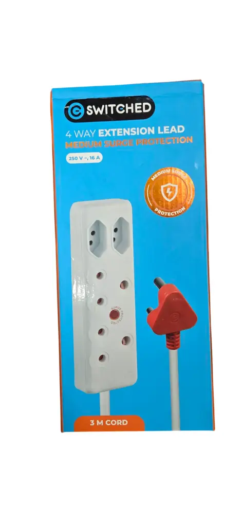 Switched 4-Way Medium Surge Extension 3M Lead - View 2