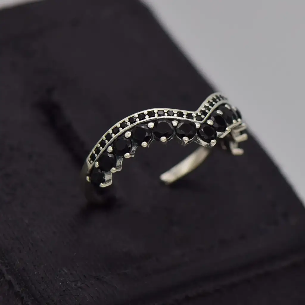 Silver-925 Crown Ring - View 2