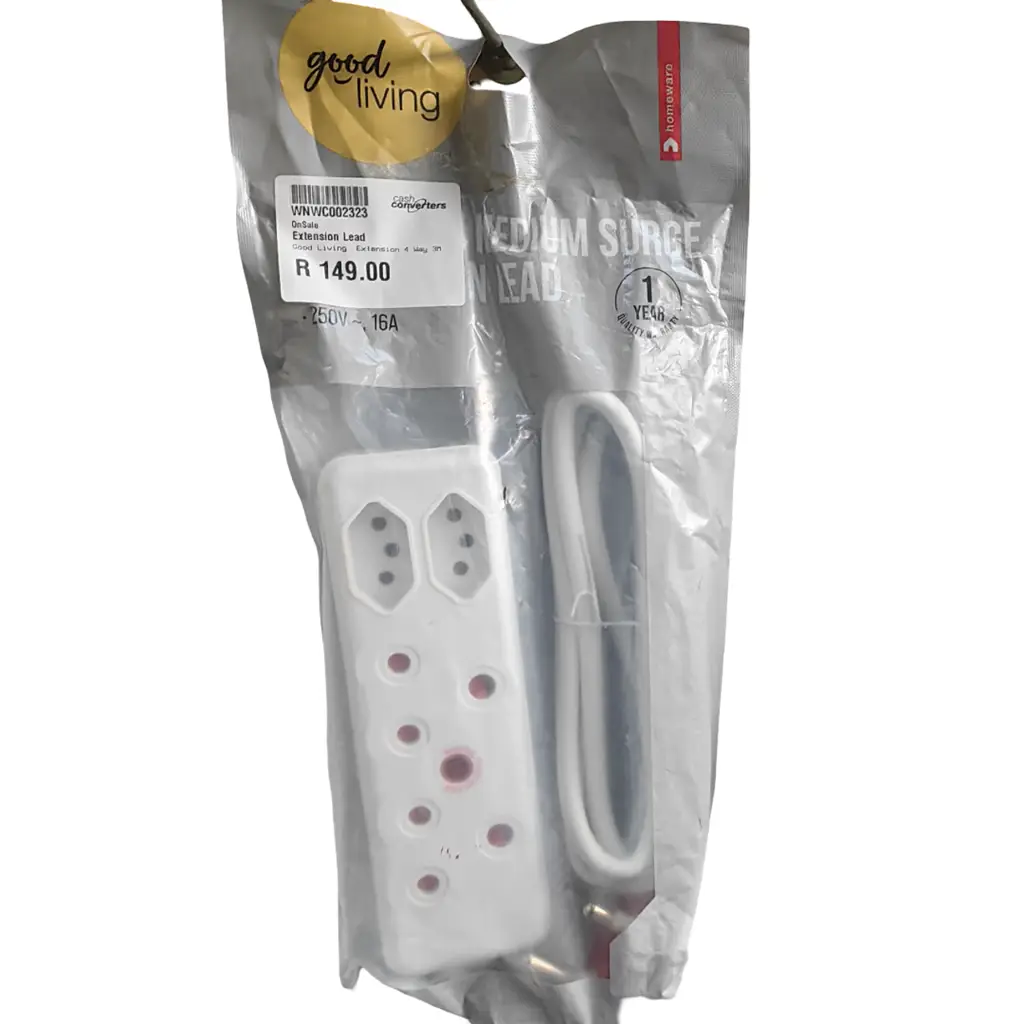 Good Living Brand 4-Way Surge Extension Lead 3M