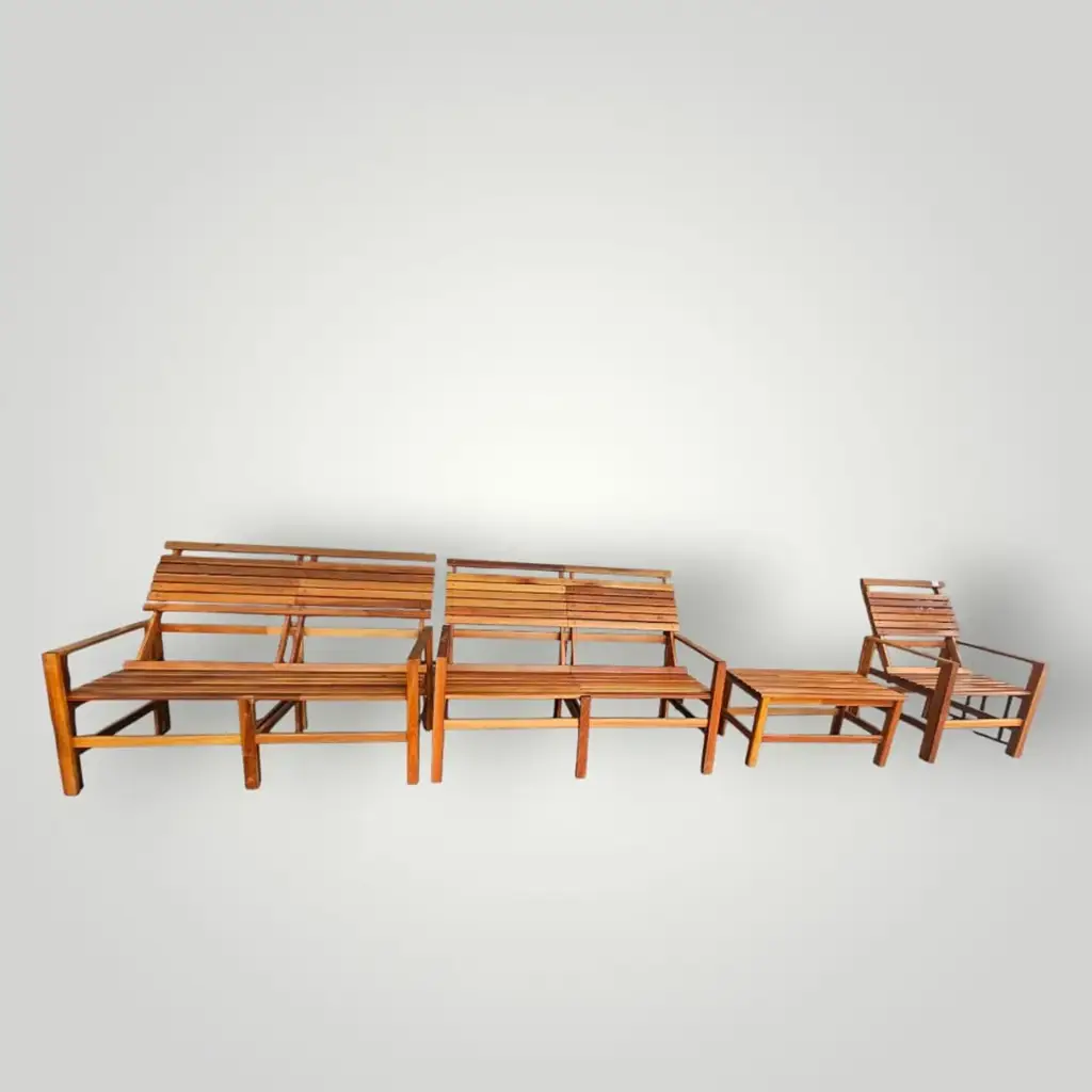 Outdoor Wooden Garden Bench Set - View 2