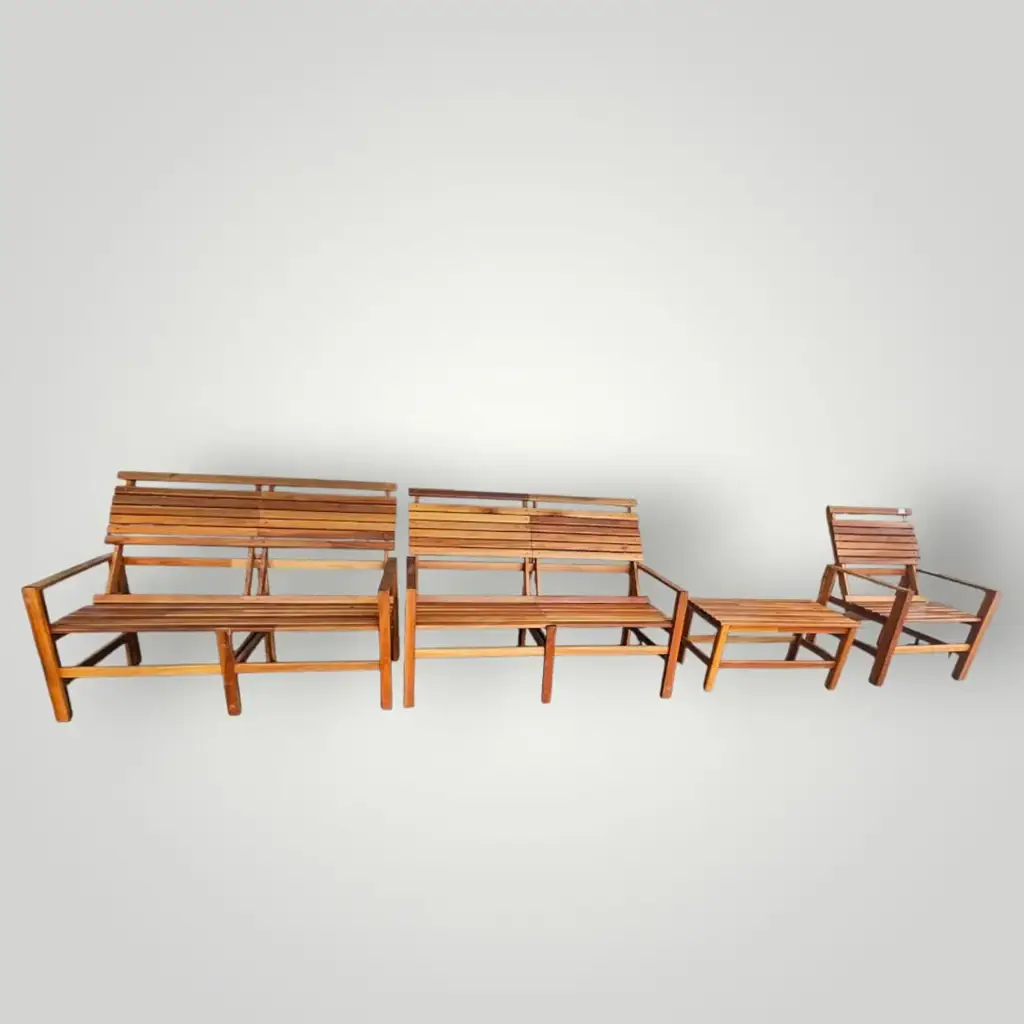 Outdoor Wooden Garden Bench Set - View 3